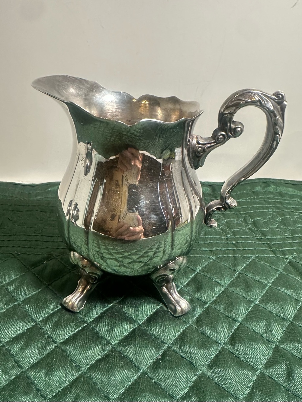 Silver plated Ornate Footed Creamer Pitcher - Classic Home Dining Accent